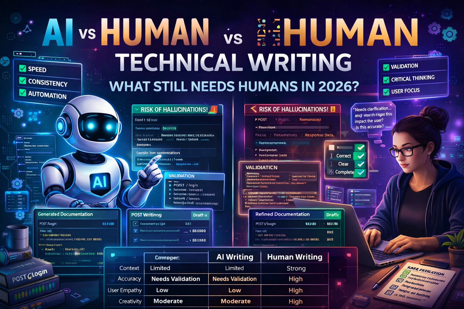 AI vs human technical writing